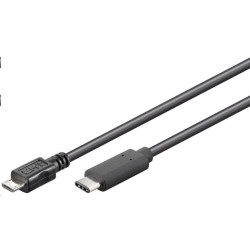 PremiumCord Kabel USB 3.1 konektor C male - USB 2.0 Micro-B male, černý, 0,6m