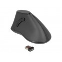 Delock Ergonomic - Vertikální myš - ergonomický - pravák - optický - 5 tlačítka - bezdrátový - 2.4 GHz - bezdrátový přijímač USB - černá - maloobchod