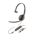 Poly náhlavní souprava Blackwire 3215, 3,5 mm jack + USB-C A adaptér, mono