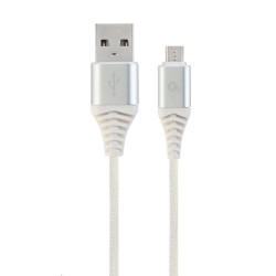 GEMBIRD Kabel USB 2.0 AM na MicroUSB (AM BM), 1m, opletený, bílo-stříbrný, blister, PREMIUM QUALITY