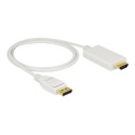 Delock - Kabel adaptéru - DisplayPort s piny (male) do HDMI s piny (male) - 1 m - trojnásobně stíněná kroucená dvoulinka - bílá - pasivní