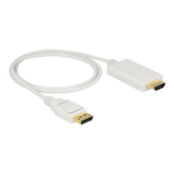 Delock - Kabel adaptéru - DisplayPort s piny (male) do HDMI s piny (male) - 1 m - trojnásobně stíněná kroucená dvoulinka - bílá - pasivní