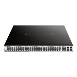D-Link DGS 1210-52MP - Přepínač - inteligentní - 48 x 10 100 1000 (PoE) + 4 x combo Gigabit - desktop, Lze montovat do rozvaděče - PoE (370 W)