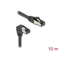 Delock Síťový kabel RJ45 Cat.8.1 S FTP, zalomený dolů o 90° přímý, 10 m, černý