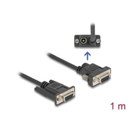 Delock Sériový kabel ze zásuvky RS-232 D-Sub9 na zásuvku D-Sub9, napájení na pinu 9, délka 0,5 m