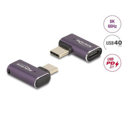 Delock USB Adaptér 40 Gbps USB Type-C™ PD 3.1 240 W samec na samice pravoúhlý levý pravý 8K 60 Hz kovová