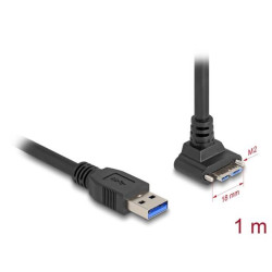 Delock Kabel s rozhraním USB 5 Gbps, se zástrčkou USB Typ-A, přímá, na zástrčku USB Micro-B, se šrouby, pravoúhlá nahoru