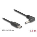 Delock Napájecí kabel z konektoru USB Type-C™ na stejnosměrný konektor 3,5 x 1,35 mm, pravoúhlý, 1,5 m