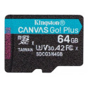 Kingston Canvas Go! Plus - Paměťová karta flash - 64 GB - A2 Video Class V30 UHS-I U3 Class10 - microSDXC UHS-I