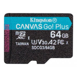 Kingston Canvas Go! Plus - Paměťová karta flash - 64 GB - A2 Video Class V30 UHS-I U3 Class10 - microSDXC UHS-I