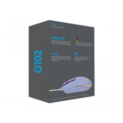 Logitech Gaming Mouse G102 LIGHTSYNC - Myš - pravák - optický - 6 tlačítka - kabelové - USB - šeřík