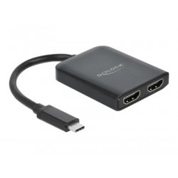 Delock - High Speed - video adaptér - USB-C s piny (male) do HDMI se zdířkami (female) - 20 cm - černá - podporuje 4K, aktivní, ovládání duální obrazovky