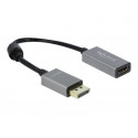 Delock - Video adaptér - DisplayPort s piny (male) do HDMI se zdířkami (female) - 20 cm - šedá, černá - podporuje 4K, aktivní