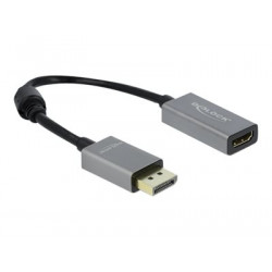 Delock - Video adaptér - DisplayPort s piny (male) do HDMI se zdířkami (female) - 20 cm - šedá, černá - podporuje 4K, aktivní