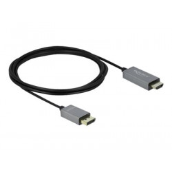 Delock - Kabel adaptéru - DisplayPort s piny (male) do HDMI s piny (male) - 2 m - šedá, černá - podporuje 4K, aktivní