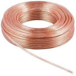 PremiumCord kabel na propojení reproduktorů 2x 1,5mm 10m průhledný