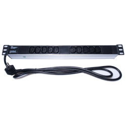 PremiumCord Panel napájecí do 19" racku 1U, 10xIEC (C13), 2m kabel