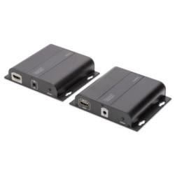 DIGITUS Sada 4K HDMI Extender přes IP, 4K*2K@30 Hz přes síťový kabel (CAT 5 5e 6 7), černá