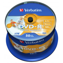 VERBATIM DVD-R 4,7GB 16x Injekt printable Non ID 50pack spindle