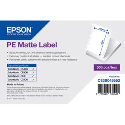 PE Matte Label - Die-cut Fanfold sheets with sprockets: 203mm x 305mm, 500 labels