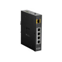 D-Link DIS 100G-5PSW - Přepínač - neřízený - 4 x 10 100 1000 (PoE+) + 1 x gigabitů SFP - lze montovat na konzolu DIN, pro připevnění na zeď - PoE+ (120 W) - DC napájení