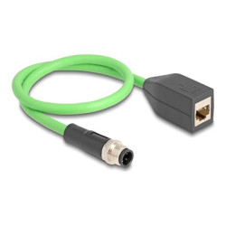 M12 Cable D-coded 4 pin male to RJ45 fem, M12 Cable D-coded 4 pin male to RJ45 fem