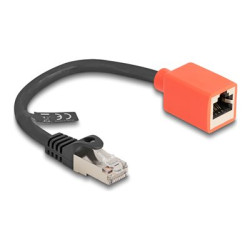 Delock - Sítový adaptér - RJ-45 (F) do RJ-45 (M) - 20 cm - S FTP - CAT 6a - protection adapter, provedení bez hrbolků, tension strength 10N kg - černá červená