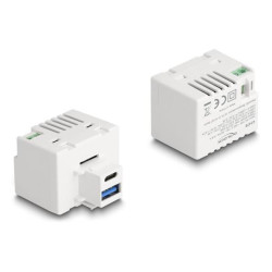 Delock Modul Keystone s nabíjecími porty USB Typ-A a USB Type-C™, PD 20 W, bílý