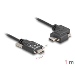 Delock USB 2.0 kabel USB Type-C™ samec se šrouby na USB Type-C™ samec se šrouby pravoúhlý levý pravý PD 3.0 60 W 1 m