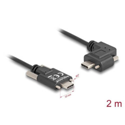 Delock USB 2.0 kabel USB Type-C™ samec se šrouby na USB Type-C™ samec se šrouby pravoúhlý levý pravý PD 3.0 60 W 2 m