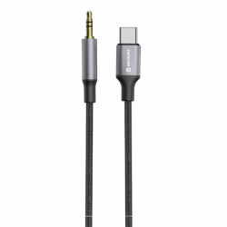 SWISSTEN AUDIO ADAPTÉR TEXTILE USB-C (samec) 3,5 mm JACK (samec) 1,5M ČERNÝ (nahrazuje 73501303)