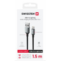 SWISSTEN DATOVÝ KABEL TEXTILE II USB LIGHTNING 1,5 M ČERNÝ
