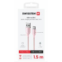 SWISSTEN DATOVÝ KABEL TEXTILE II USB USB-C 1,5 M RŮŽOVÝ