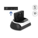 Delock Dokovací stanice USB 10 Gbps pro HDD nebo SSD 2.5” 3.5” SATA nebo pro M.2 NVMe PCIe nebo SSD SATA s ventilátorem