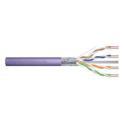 DIGITUS CAT 6 instalační kabel F-UTP, drát, délka 305 m, dřevěný buben, LSOH, AWG 23, Simplex, barva fialová