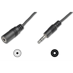 Digitus Audio prodlužovací kabel, stereo 3,5 mm 1,50 m, CCS, 2x0,10 10, stíněný, M F, černý