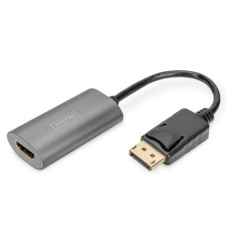 Digitus Převodník DP - HDMI, 20 cm 8K 60Hz, šedý, hliníkové pouzdro