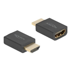 Delock - Vysoká rychlost - adaptér HDMI s ethernetem - HDMI s piny (male) do HDMI se zdířkami (female) - černá - podpora 8K60Hz (7680 x 4320), podpora Ethernet