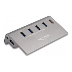 Delock - Rozbočovač - 10 Gbps, + 1 rychlonabíjecí port vč. napájení - 4 x USB 3.2 Gen 2 - desktop