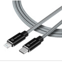 Tactical Fast Rope Aramid Cable USB-C Lightning MFi 1m Grey