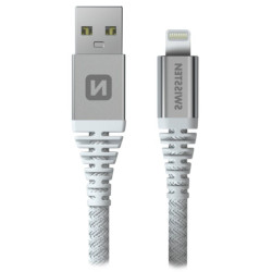 SWISSTEN DATOVÝ KABELKEVLAR USB LIGHTNING 1,5 M BÍLÝ