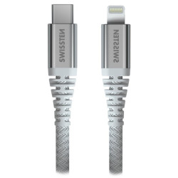 SWISSTEN DATOVÝ KABELKEVLAR USB-C LIGHTNING 1,5 M BÍLÝ
