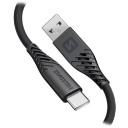 SWISSTEN DATOVÝ KABELSOFT SILICONE USB USB-C 0,4 M ČERNÝ