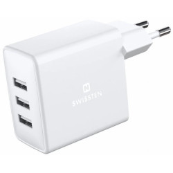 SWISSTEN SÍŤOVÝ ADAPTÉR 3x USB 3A 15W BÍLÝ
