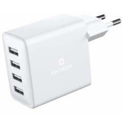 SWISSTEN SÍŤOVÝ ADAPTÉR 4x USB 4A 20W BÍLÝ
