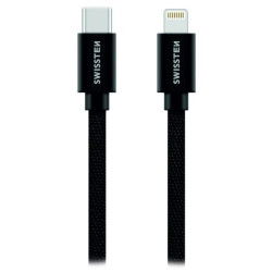 SWISSTEN DATOVÝ KABELTEXTILE USB-C LIGHTNING 2,0 M ČERNÝ