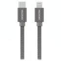 SWISSTEN DATOVÝ KABELTEXTILE USB-C LIGHTNING 2,0 M STŘÍBRNÝ
