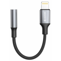 SWISSTEN AUDIO ADAPTÉRTEXTILE LIGHTNING (samec) 3,5mm AUX 0,15 M ČERNÝ (nahrazuje 73501211)