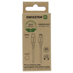 SWISSTEN DATOVÝ KABELUSB-C LIGHTNING BÍLÝ 1,2M (ECO BALENÍ)