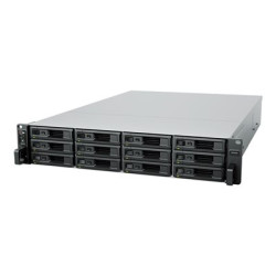 Synology SA3400D - Server NAS - 12 zásuvky - k upevnění na regál - SAS - RAID RAID 0, 1, 5, 6, 10, JBOD, RAID F1, 5 blesk.záloha, rezervní disk 6 hot spare, 10 hot spare, 1 náhradní jednotka, F1 hot spare - RAM 16 GB - Gigabit Ethernet 10 Gigabit Ethernet - iSCSI podpora - 2U